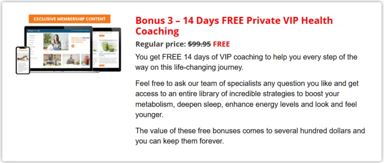 Bonus 3 – 14 Days FREE Private VIP Health Coaching