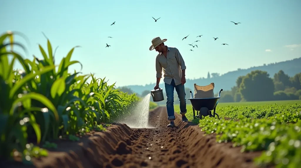 watering a farm After Fertilizing